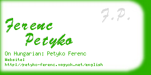 ferenc petyko business card